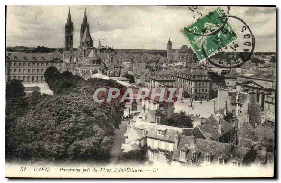 CPA Caen Panorama Pris du Vieux Saint Etienne