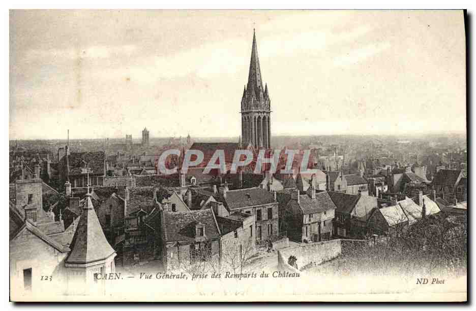 CPA Caen Vue Generale Prise des Remparts du Chateau