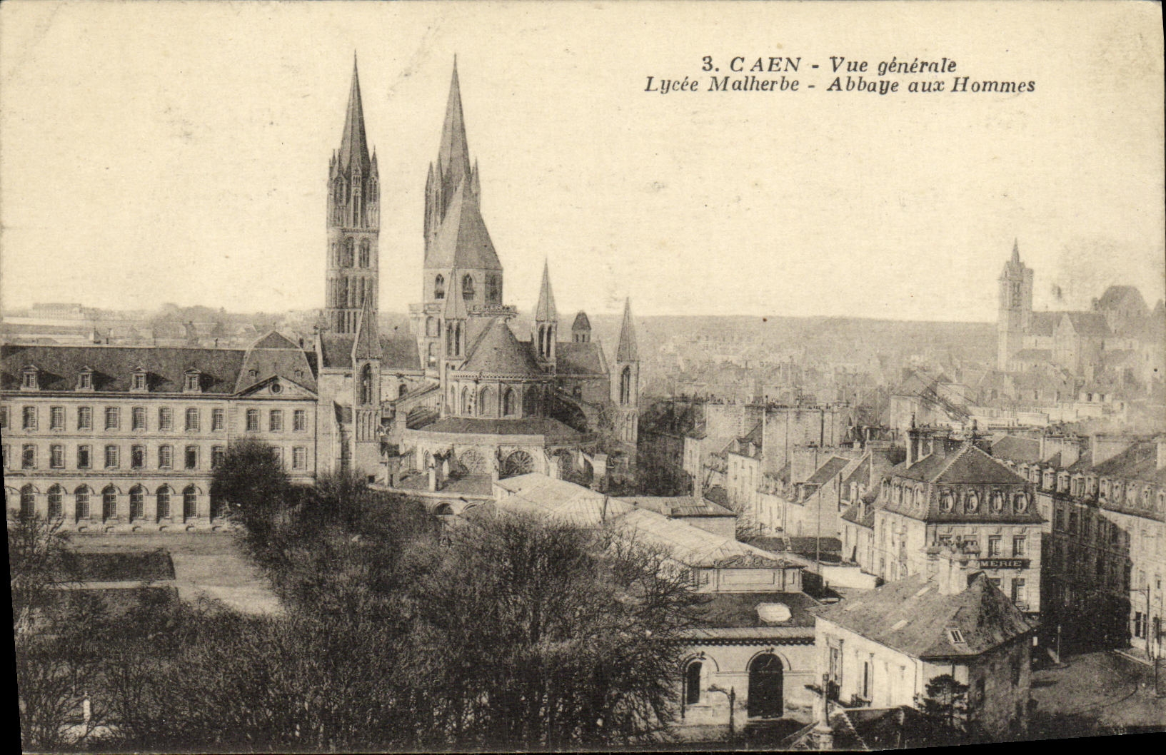 CPA Caen Vue Generale Lycee Malherbe Abbaye aux Hommes