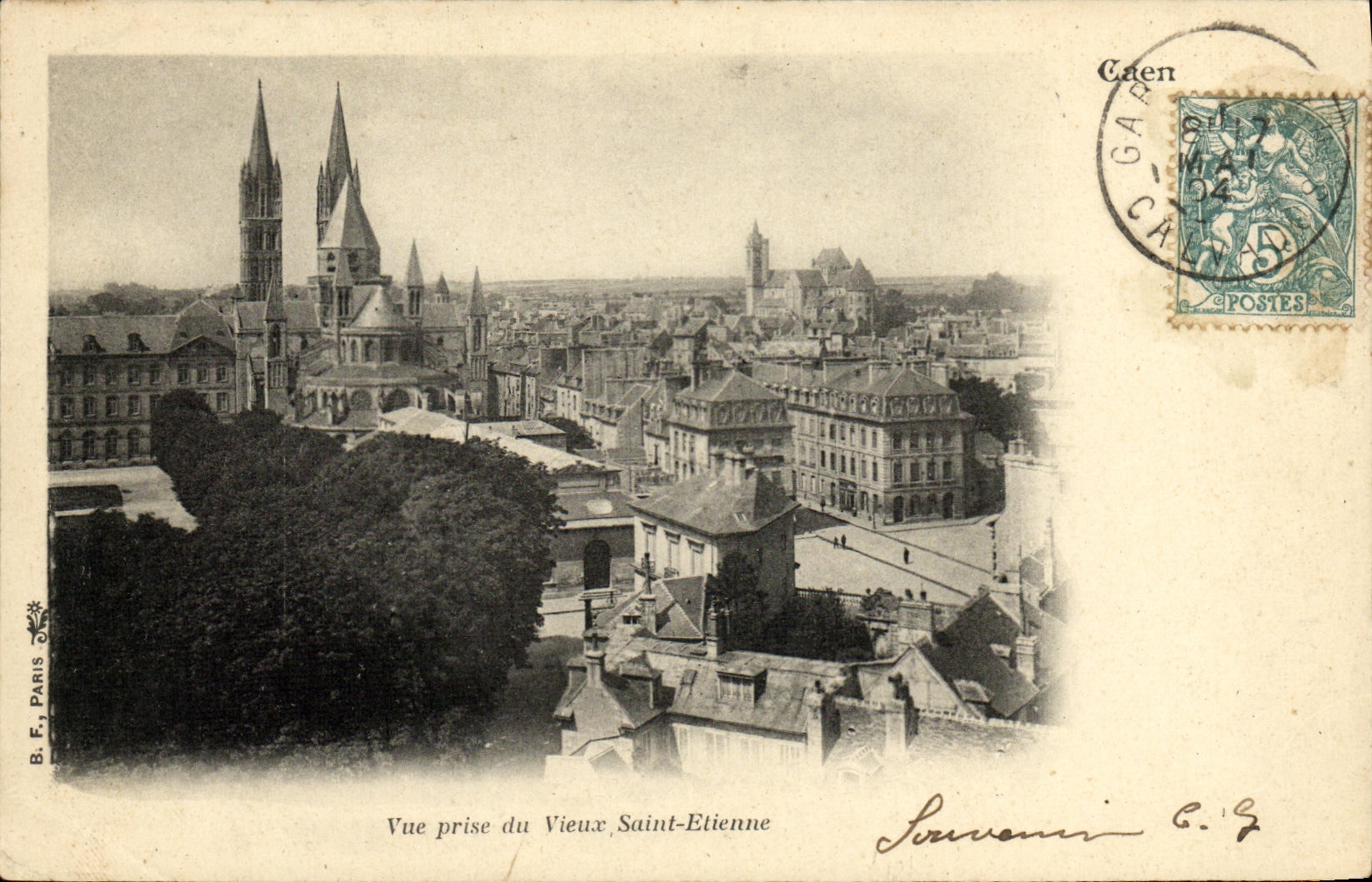 CPA Caen Vue Prise du Vieux Saint Etienne