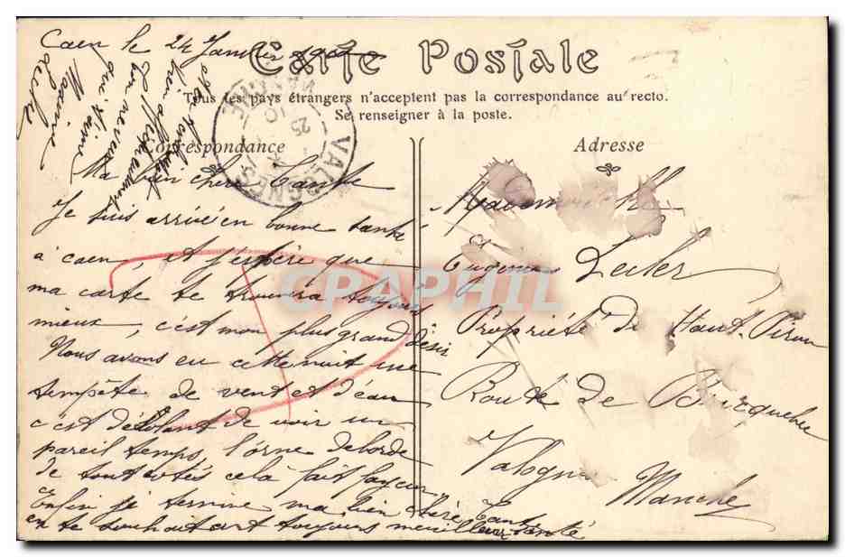 CPA Caen L Abreuvoir et la Poissonnerie — Verso