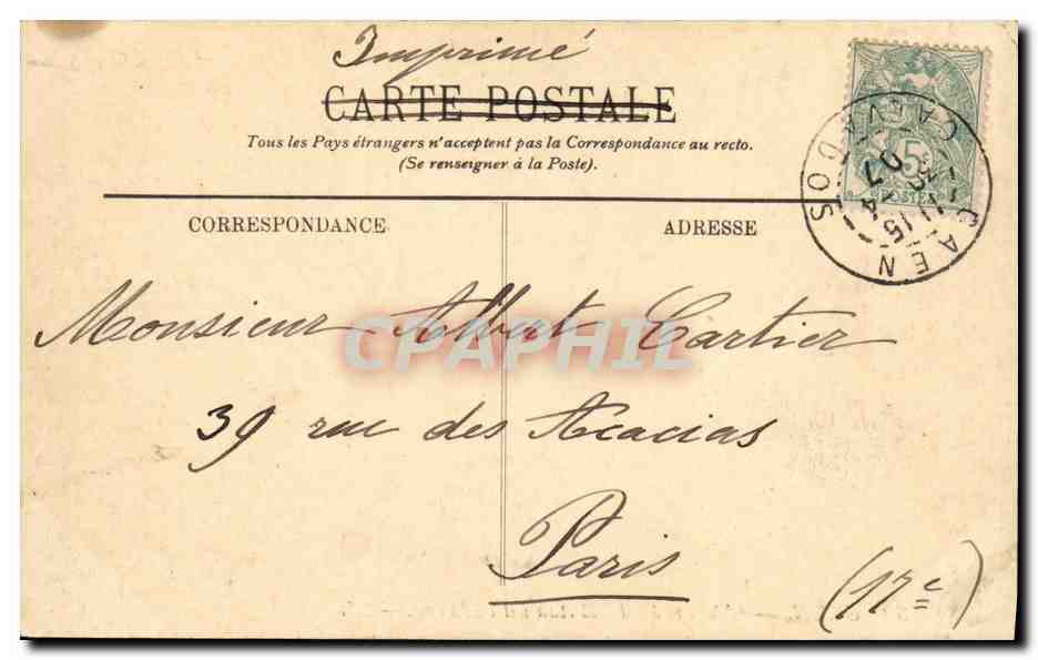 CPA Caen L Arrivee du Bateaudu Havre — Rückseite