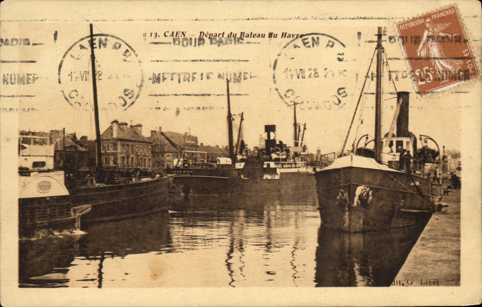 CPA Caen Le Depart du Bateau du Havre