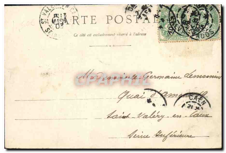 CPA Caen Riviere de l Orne Rentree des Sabliers — Verso