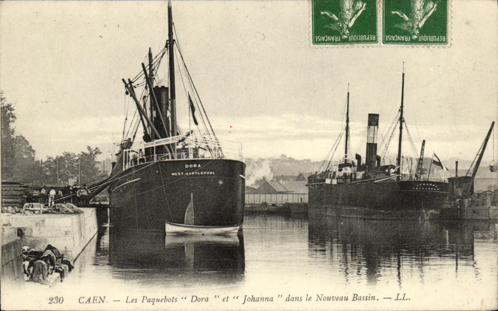 CPA Caen Les Paquebots Dora et Johanna dans le Nouveau Bassin West Hartlepool