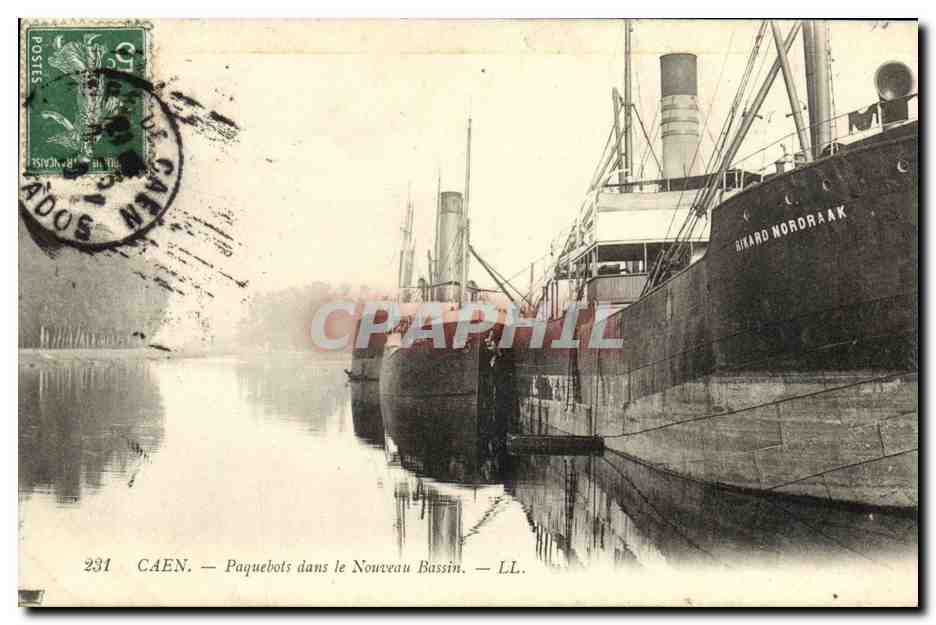 CPA Caen Paquebots Dans le Nouveau Bassin Rikard Nordraak