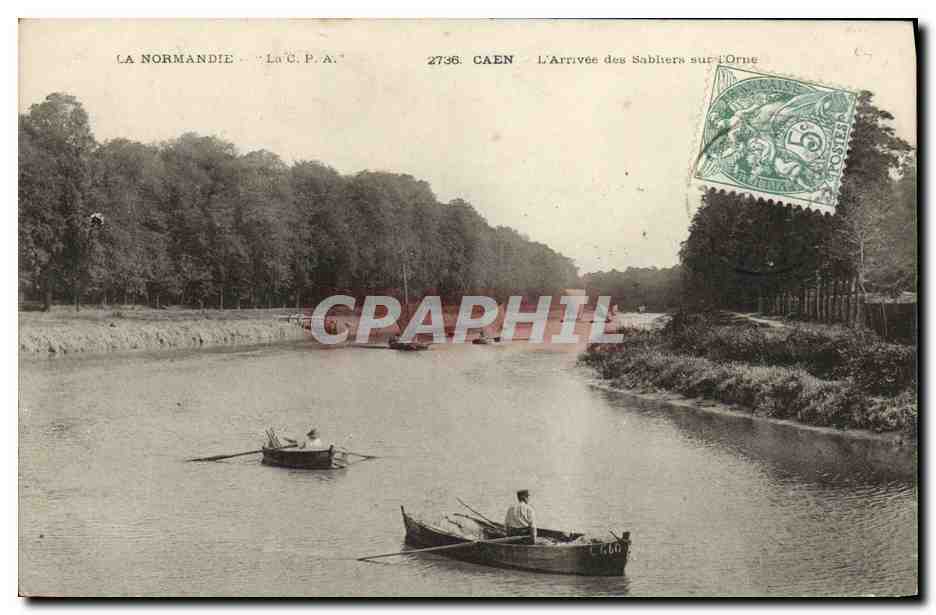 CPA Caen L Arrivee des Sabliers sur L Orne