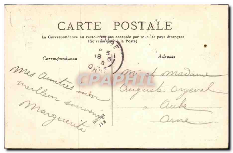 CPA Caen Depart du Bateau du Havre — Rückseite