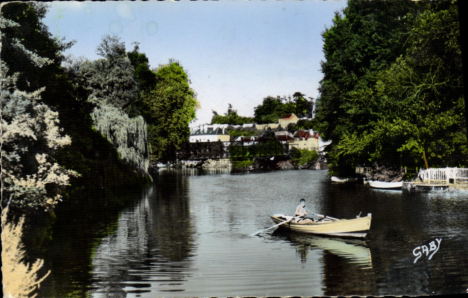 La Rivière, l'Orne — vue du canal avec un rameur — éditeur SABY, n°107