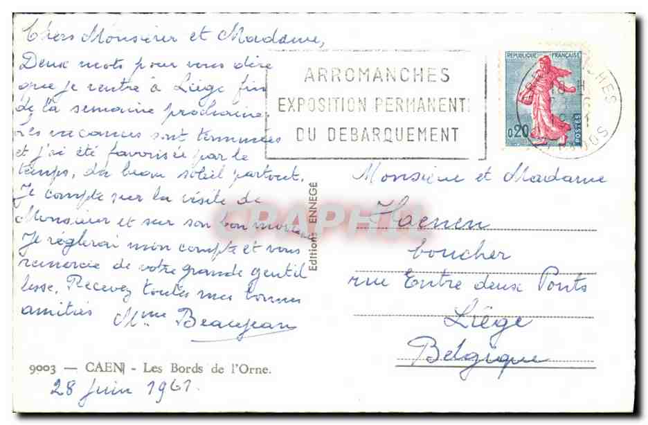 Bords de l'Orne — Arromanches — Édition Ennégé — Verso
