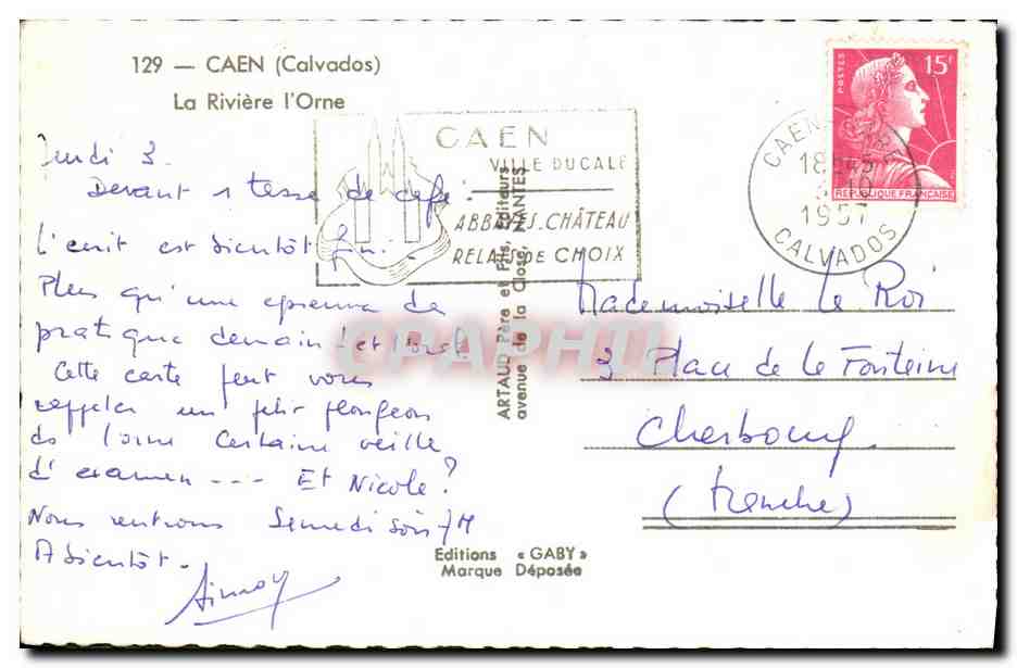 CPM Caen La Riviere L Orne — Verso