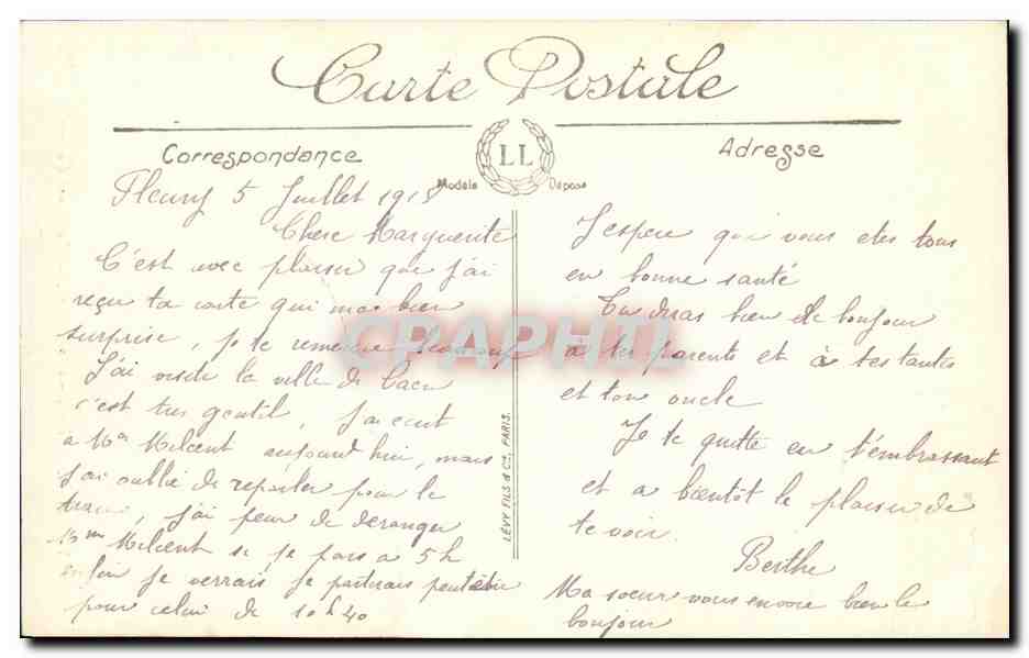 CPA Caen Les Bords de L Orne Le Cours Caffarelli — Verso