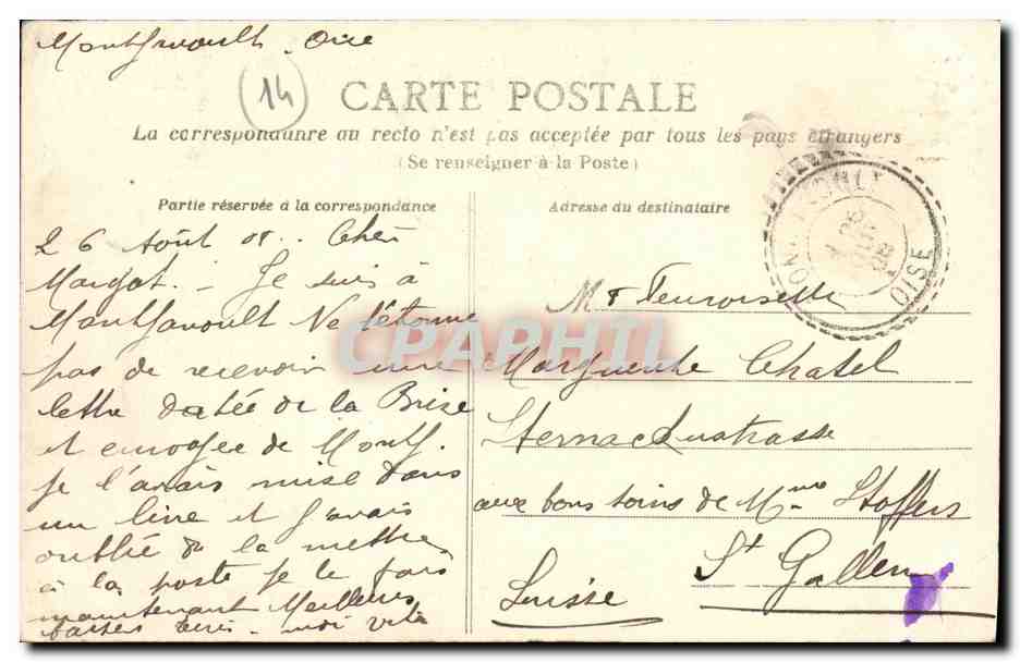 Les bords de l'Orne — CAEN : Le Grand-Cours — Collection AD — Verso