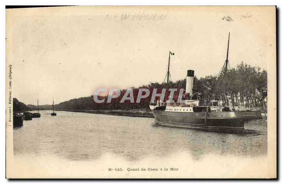 Canal de Caen à la Mer — Bateau à vapeur — Baucher Éditeur, Caen (Delpoud) N°145
