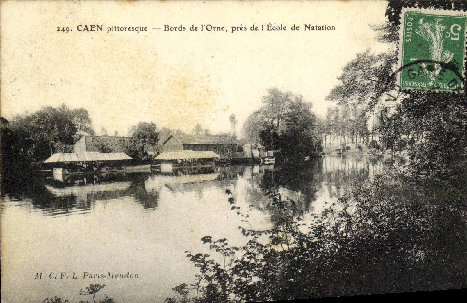 Pictorial Caen — Banks of the Orne, near the Swimming School — M. C. F. L. Paris-Meudon n°249