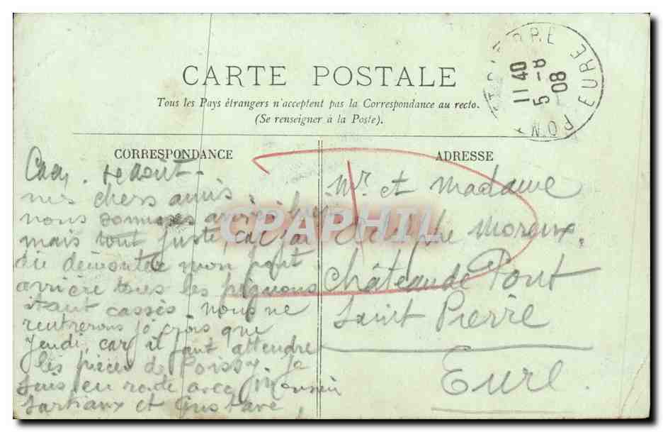 Caen — Bords de l'Orne — LL. — Éditeur LL, n° 161 — Verso