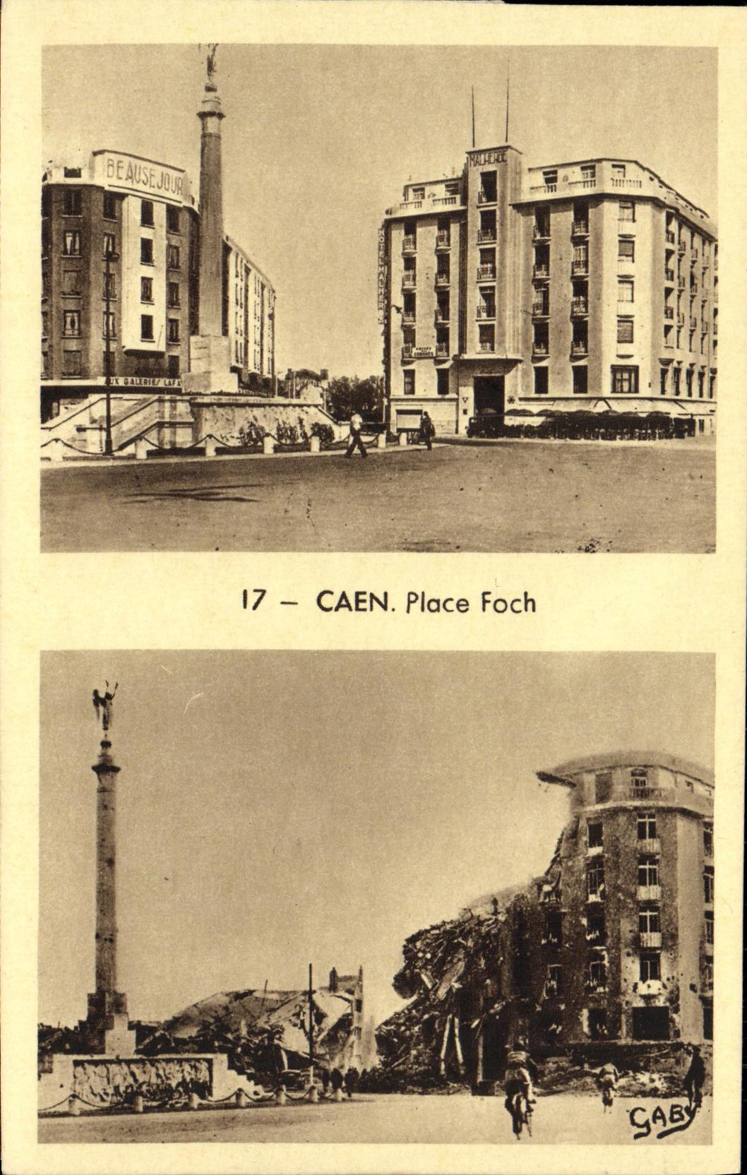 CPA Caen Place Foch Militaria 