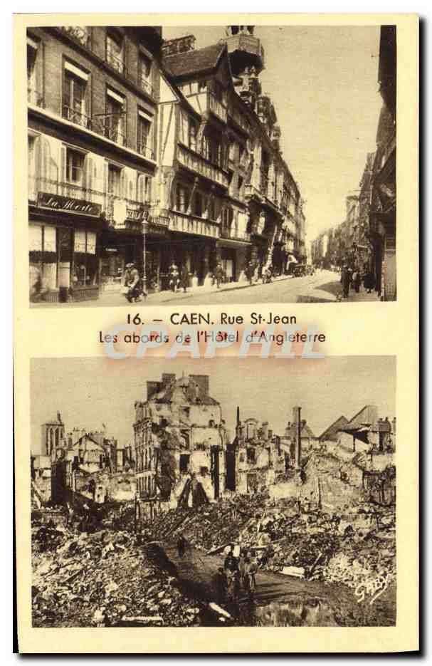Caen - Rue St-Jean — Les abords de l'Hôtel d'Angleterre — Éditeur GABY, Nantes