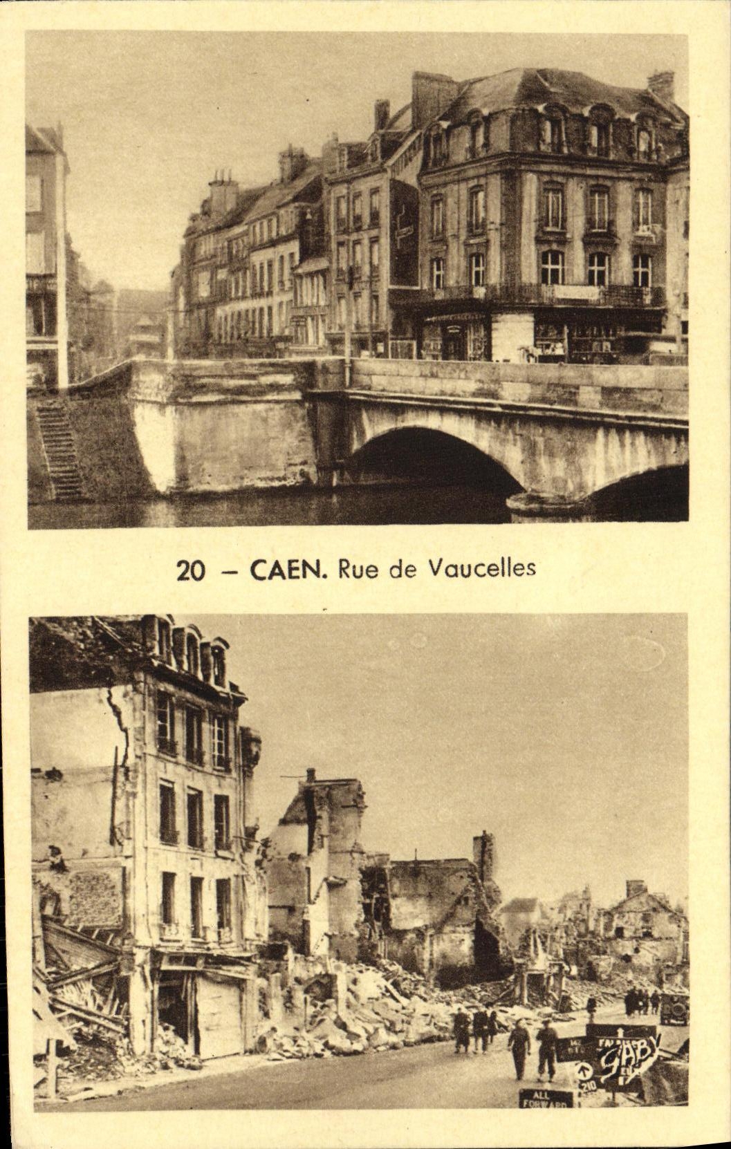 CPA Caen Rue de Vaucelles Militaria