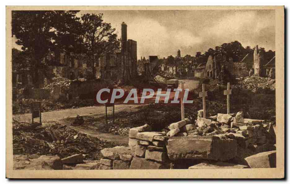 CPA Caen a travers les ruines la rue sans nom Militaria