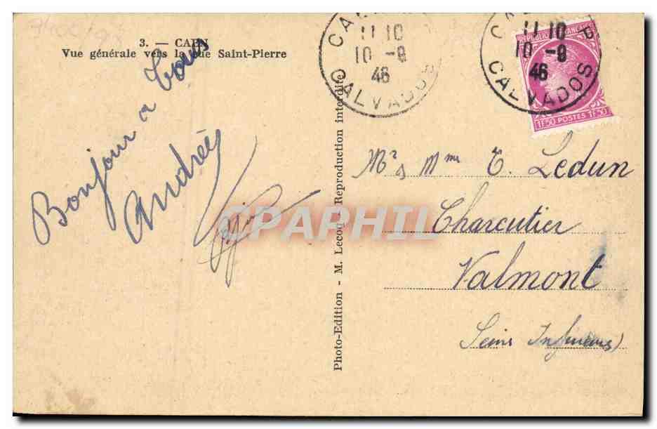 CPA Caen Vue generale vers la rue Saint Pierre Militaria — Verso