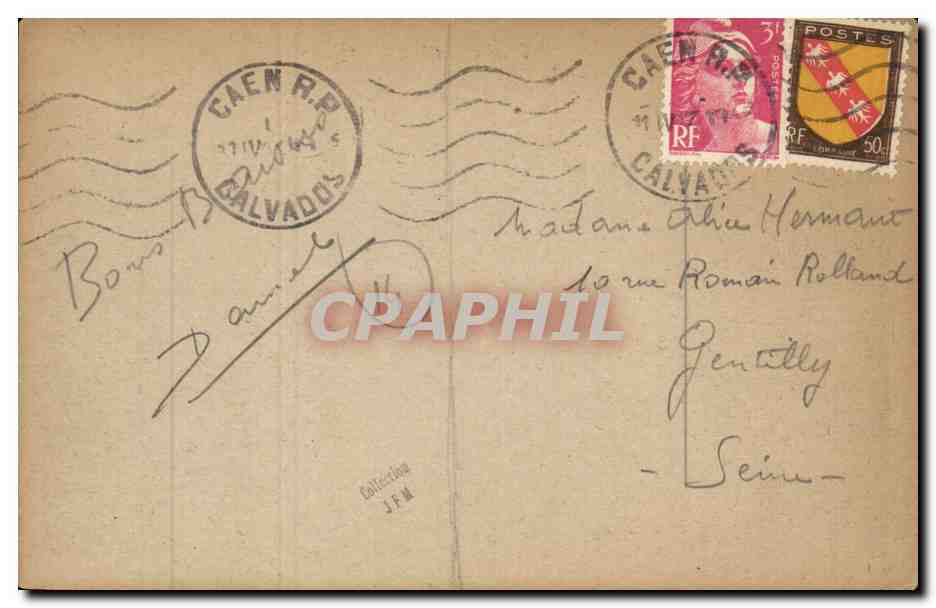 CPA Caen Juin Juillet 1944 L Hotel de Ville Militaria — Verso