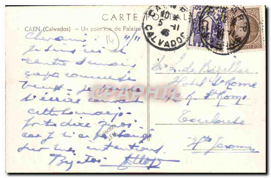 Falaise — Vue après bombardement — Éditeur inconnu — Verso