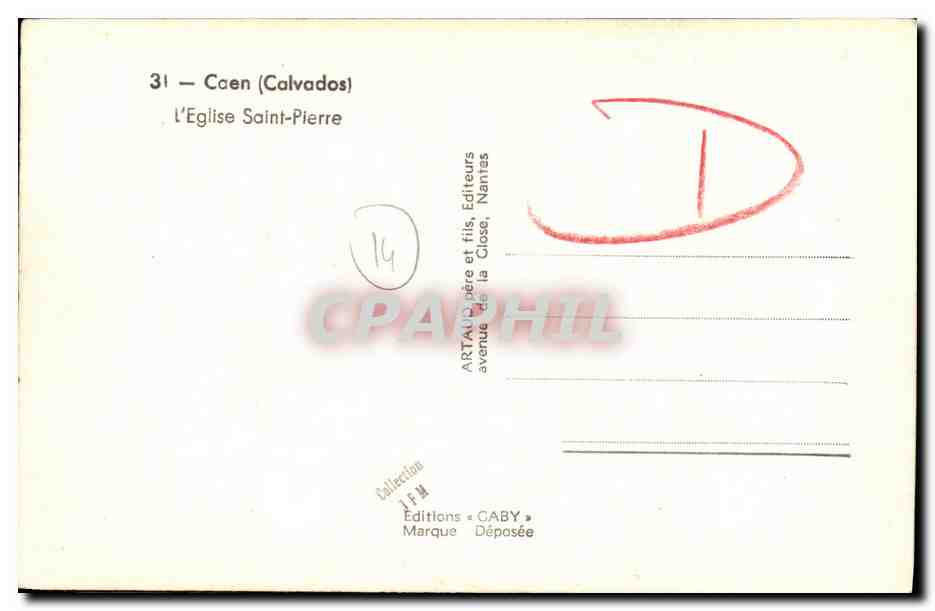 CPA Caen L Eglise Saint Pierre Militaria — Rückseite