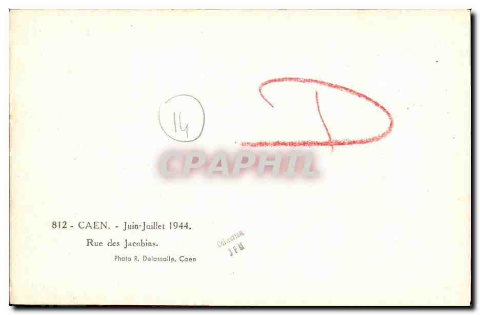 Caen — Rue des Jacobins — Photo R. Delassalle, Caen — Verso