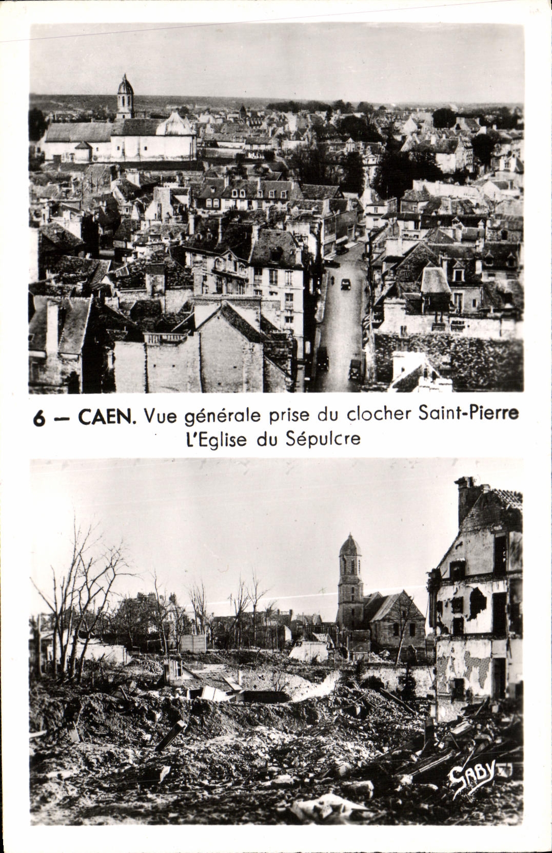 Caen — Vue générale prise du clocher Saint-Pierre — Église du Sépulcre — Éditeur Caby