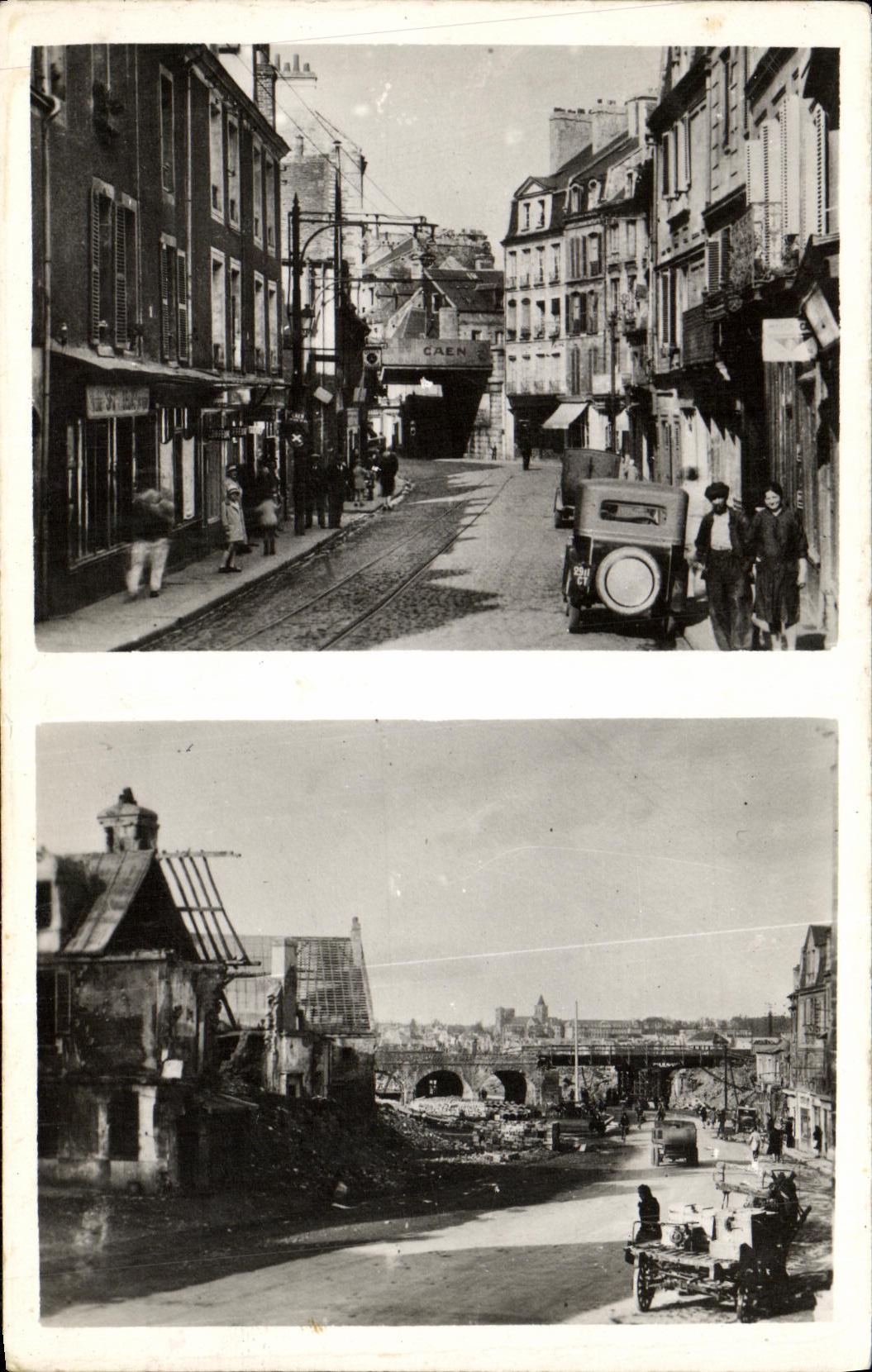 Caen — La rue de la Bataille (avant et après la bataille) — Photo Éditions R. COUSSON (Caen)