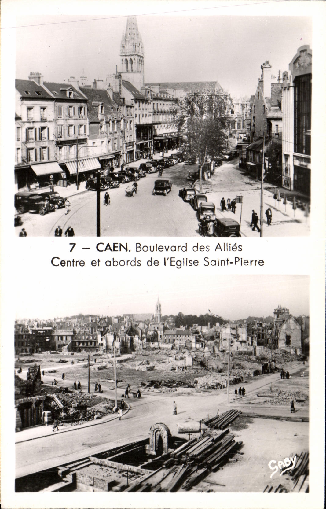 CAEN. Boulevard des Alliés — Centre et abords de l'Église Saint-Pierre — SABY