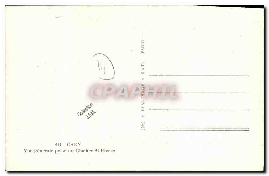 CPA Caen Vue prise du Clocher St Pierre Militaria — Verso