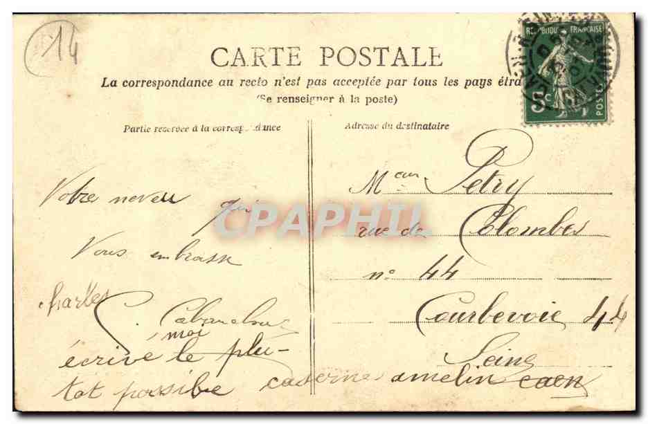 CPA Caen La Caserne Hamelin vur du Barrage Militaria — Verso