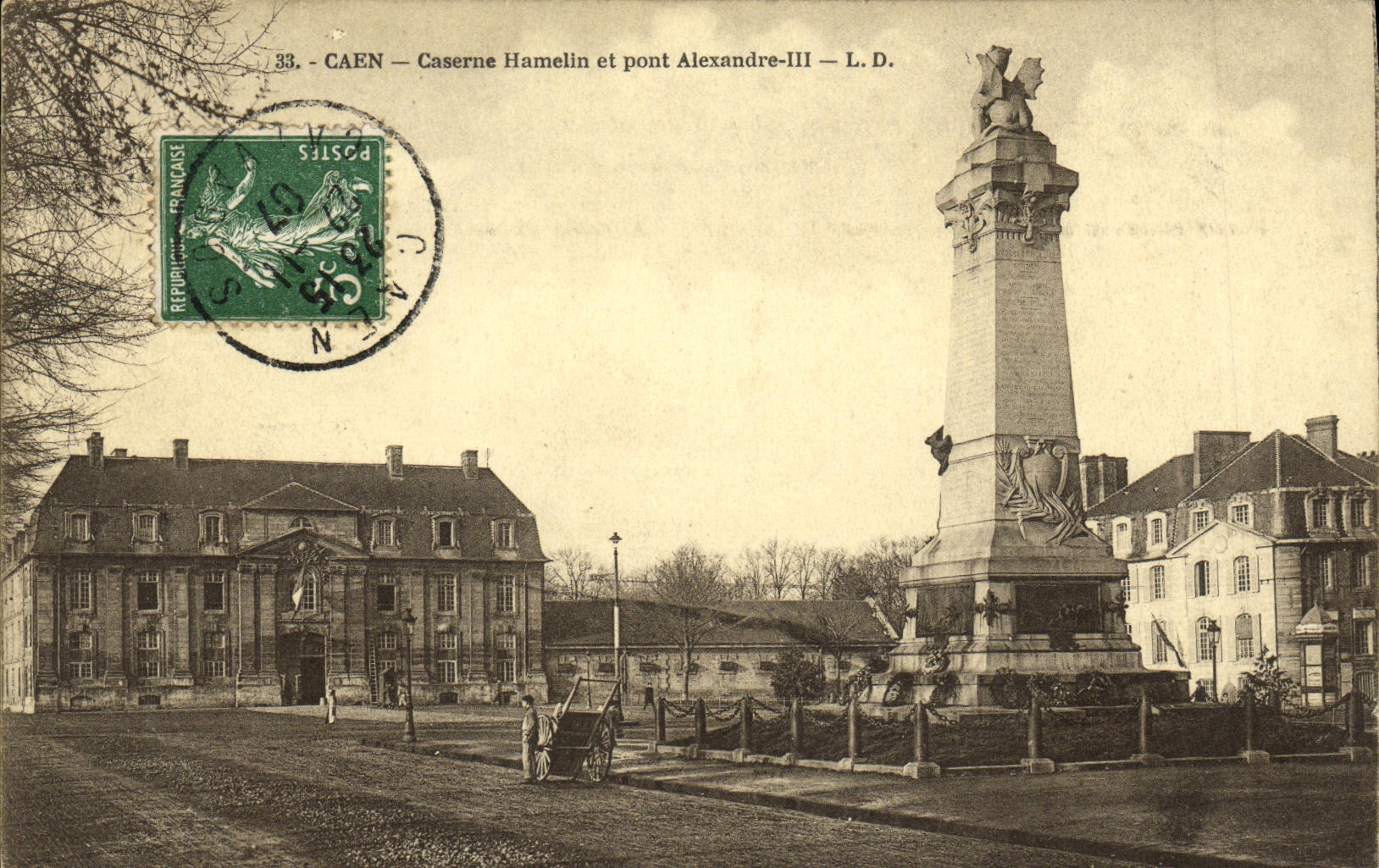 CPA Caen Caserne Hamelin et Pont Alexandre III Militaria