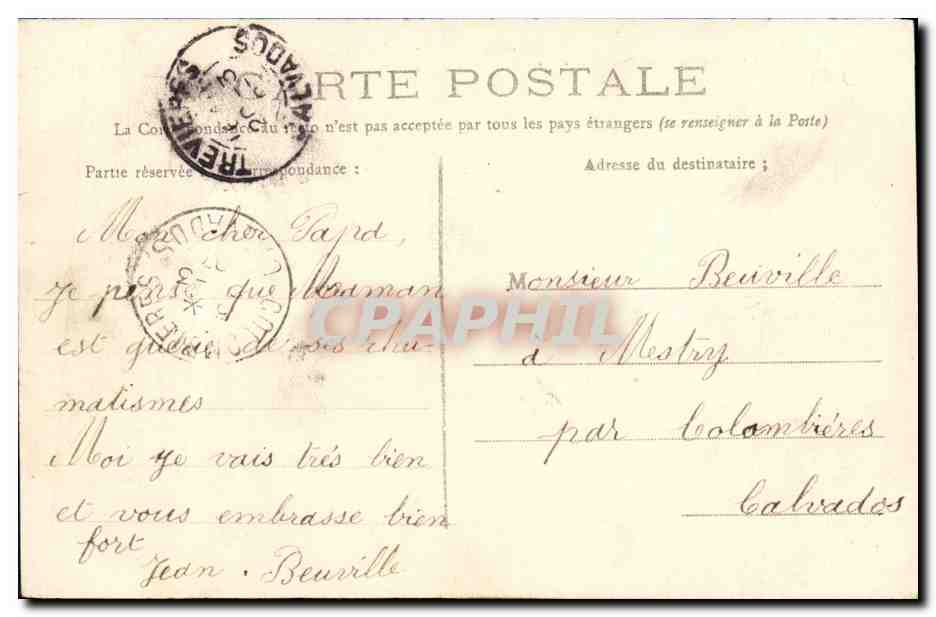 CPA Caen La Caserne Hamelin Militaria — Verso