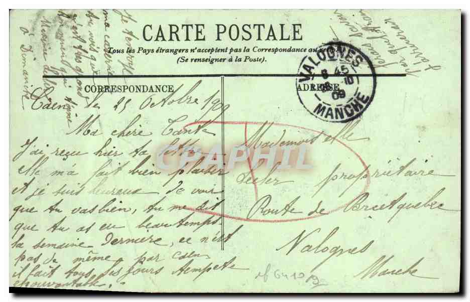 CPA Caen La Caserne du Chateau Militaria — Verso