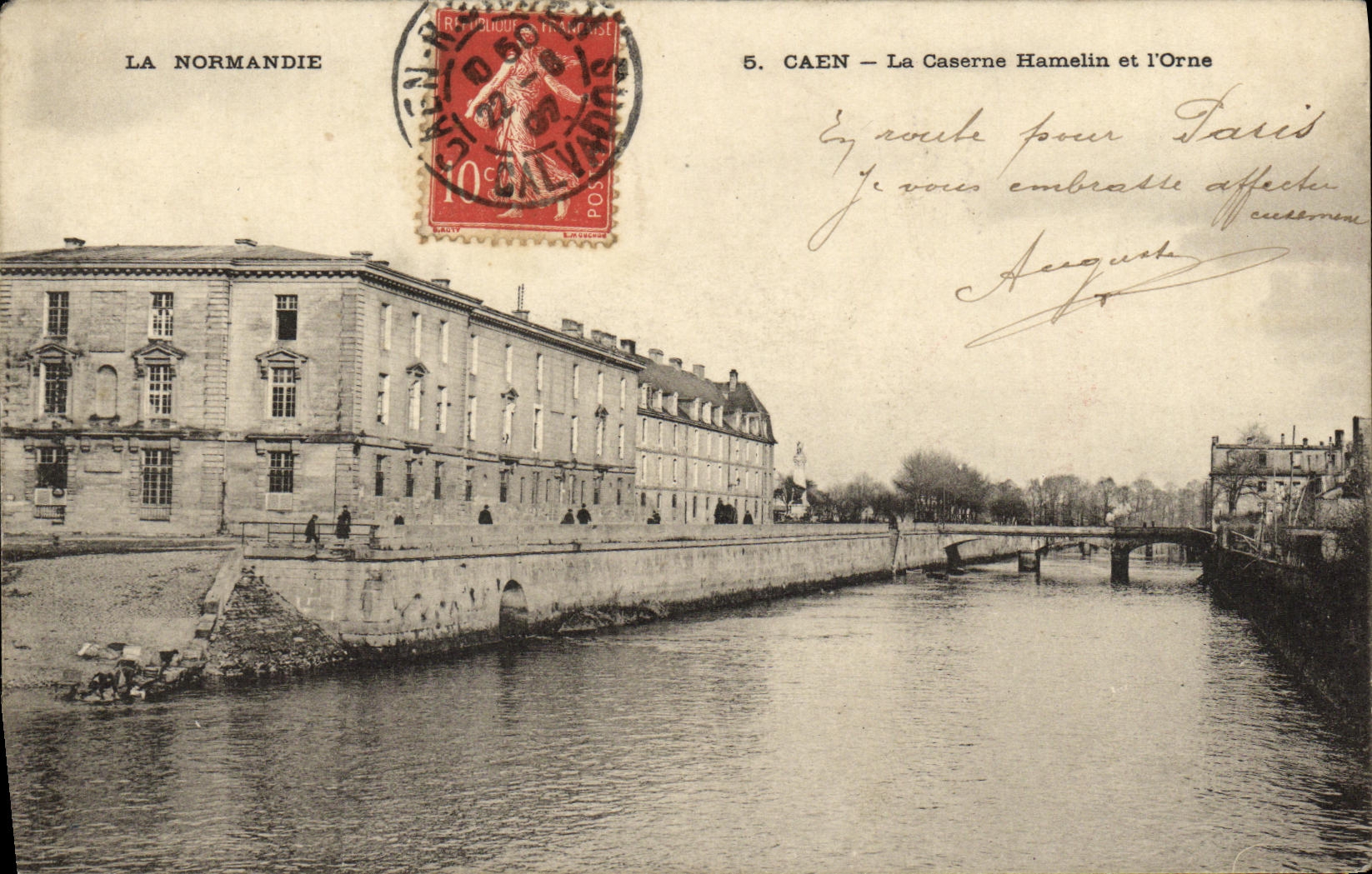 CPA Caen La Caserne Hamelin et l Orne Militaria