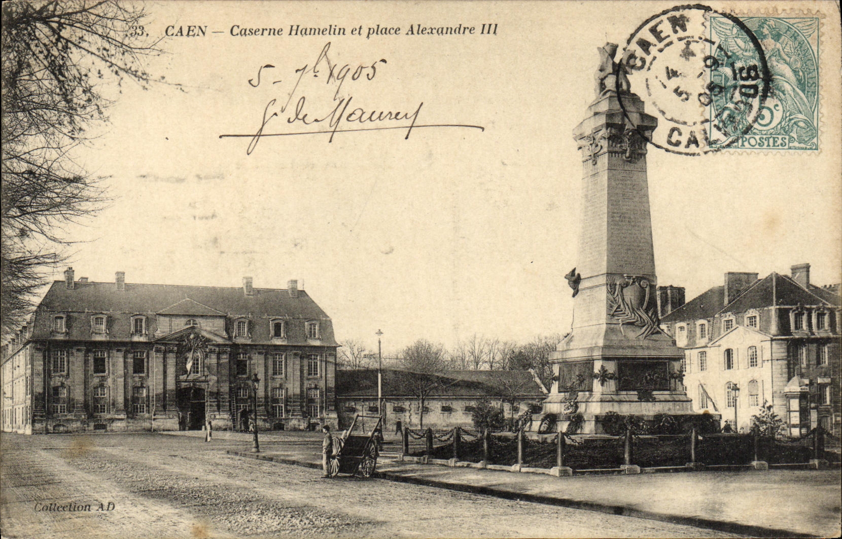 CPA Caen Caserne Hamelin et place Alexandre III Militaria