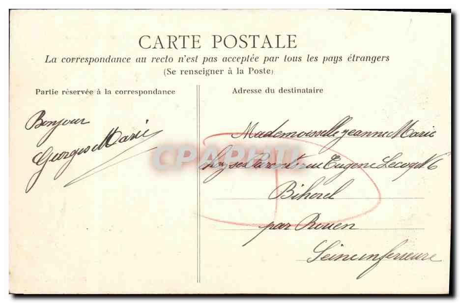 CPA Caen Caserne Hamelin Militaria — Verso