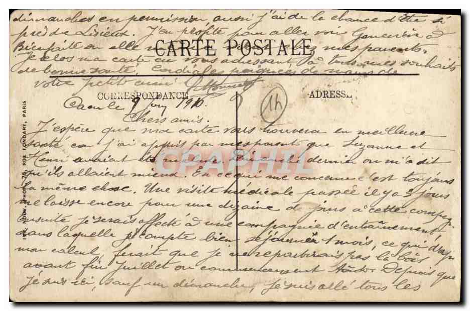 Caen — Vue sur l'Orne et la Caserne Hamelin — Édition des Nouvelles Galeries — N. G. — N° 110 — Reverso