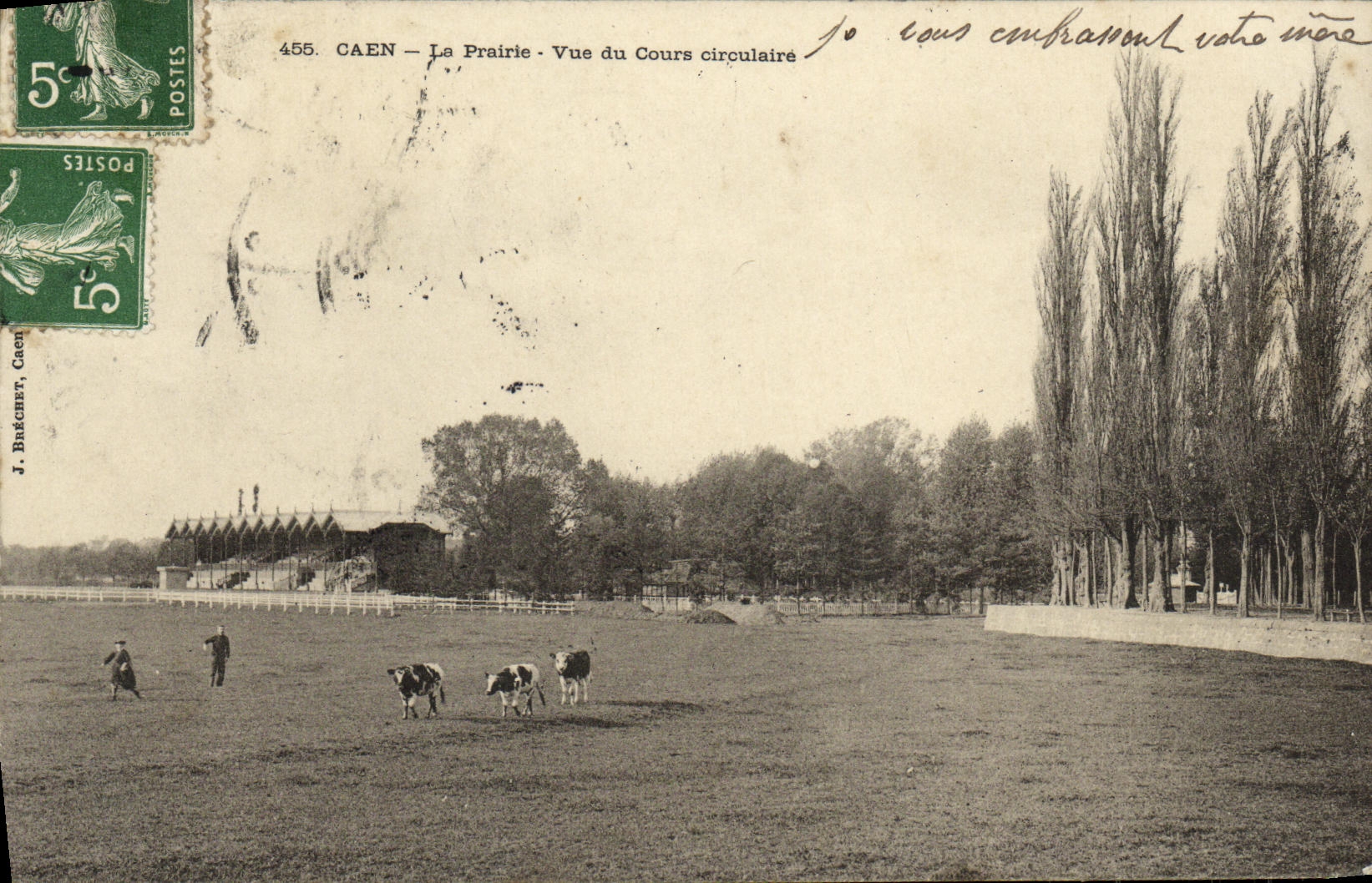 CAEN — La Prairie - Vue du Cours circulaire — J. Bnâcher, n° 455