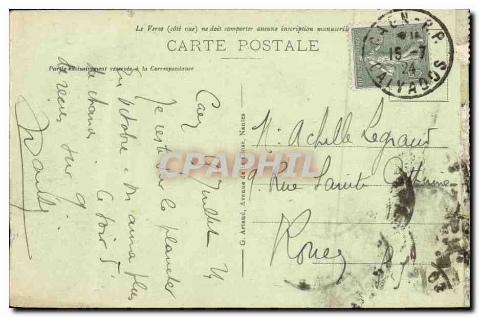CPA Caen Entree du Chateau — Verso