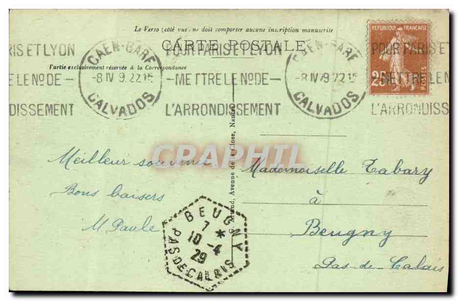 CPA Caen Le Chateau Les Remparts — Verso