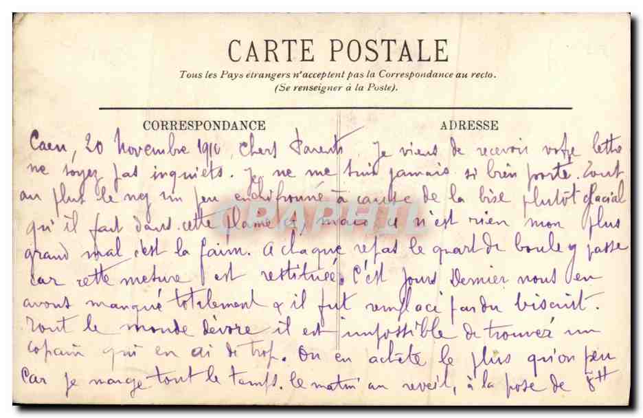 CPA Caen Le Chateau Porte de Secours Militaria Chevaux — Rückseite