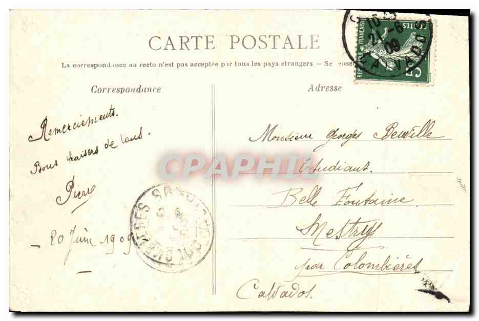 CPA Caen Le Chateau La Porte de Secours — Verso