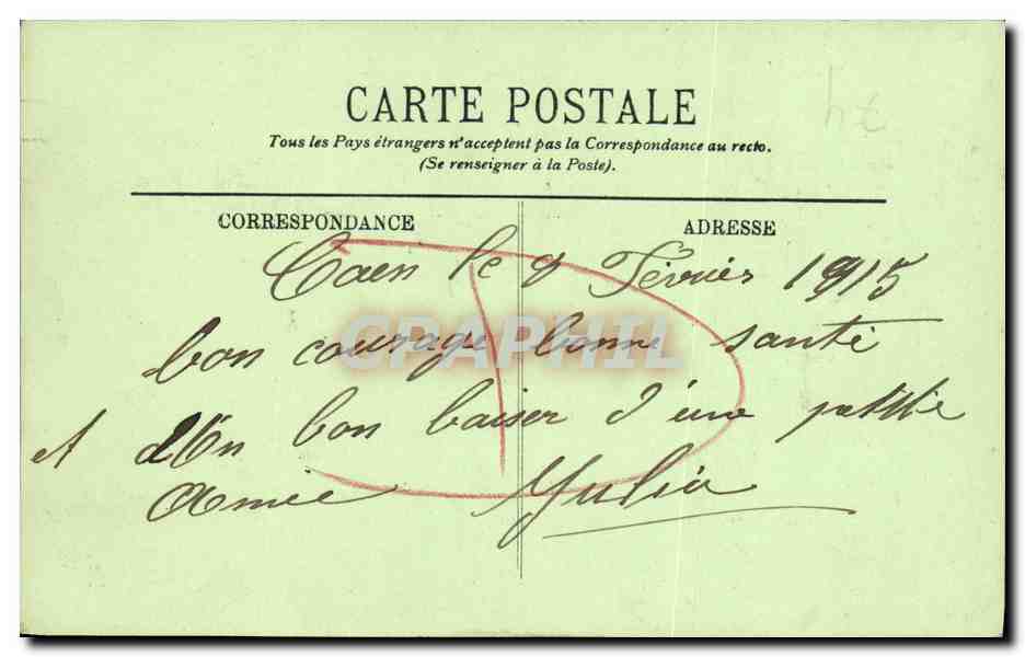 CPA Caen Porte du Chateau Militaria Soldats — Verso