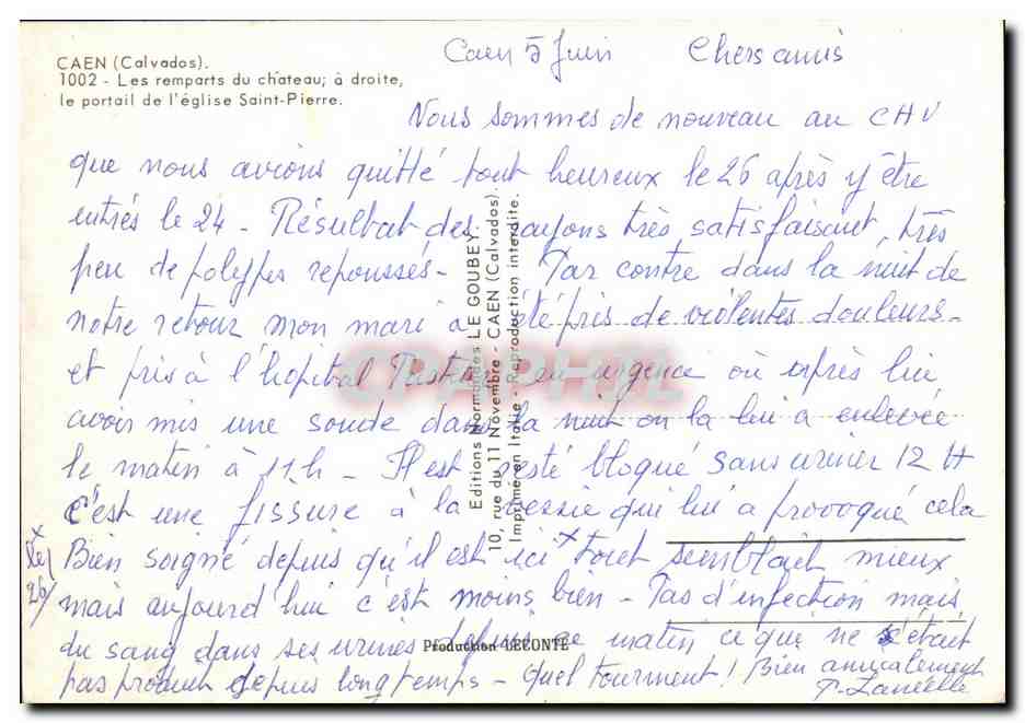 CPM Caen Les remparts du Chateau a droite — Verso