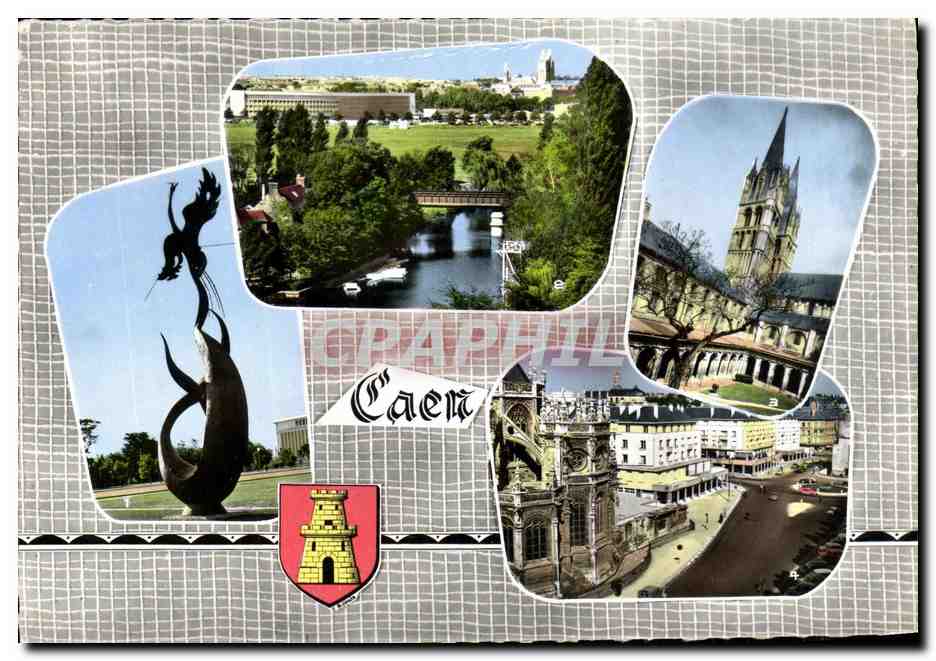 CPM Caen L Universite statue Le Phenix Le pont sur l Orne 