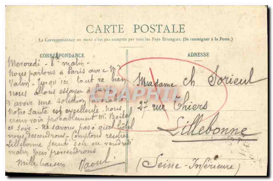 Cuisinier à la mode de Caen — G. Jeanne, éditeur — série non visible — Verso